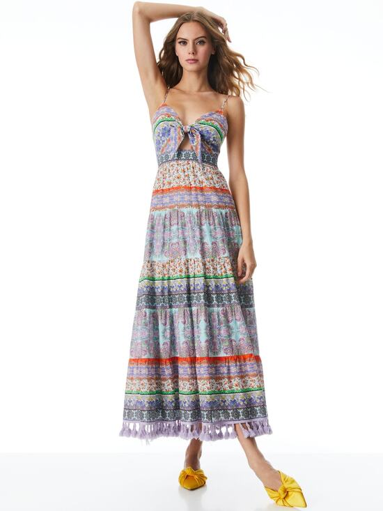 Alice + Olivia Dresses & Skirts - ALICE + OLIVIA Minka Tassel Fringe Maxi Dress Ritzy Multi Tie Front Women's 8